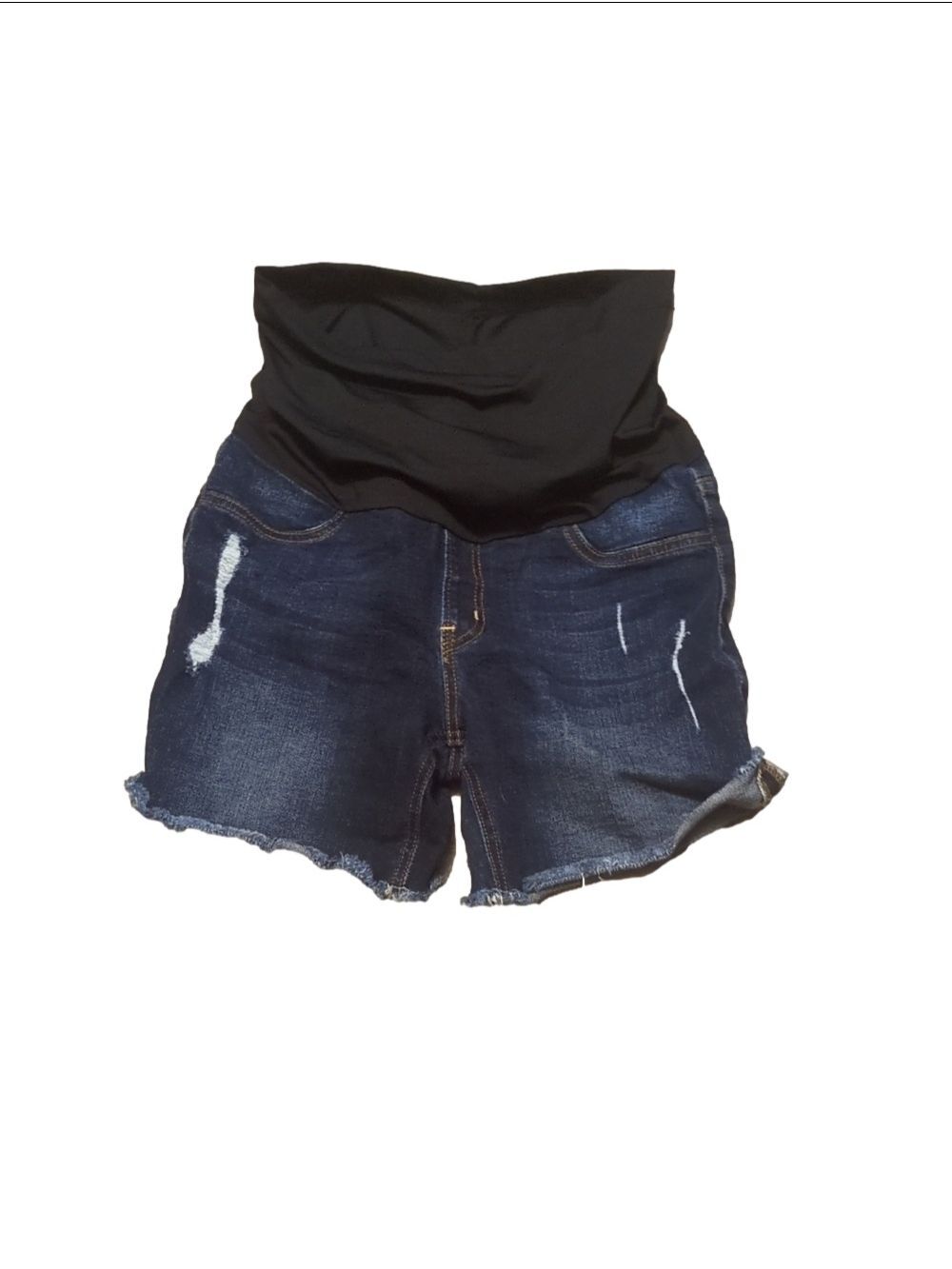 Just Black Denim Distressed Fringe Maternity Shorts Size 26